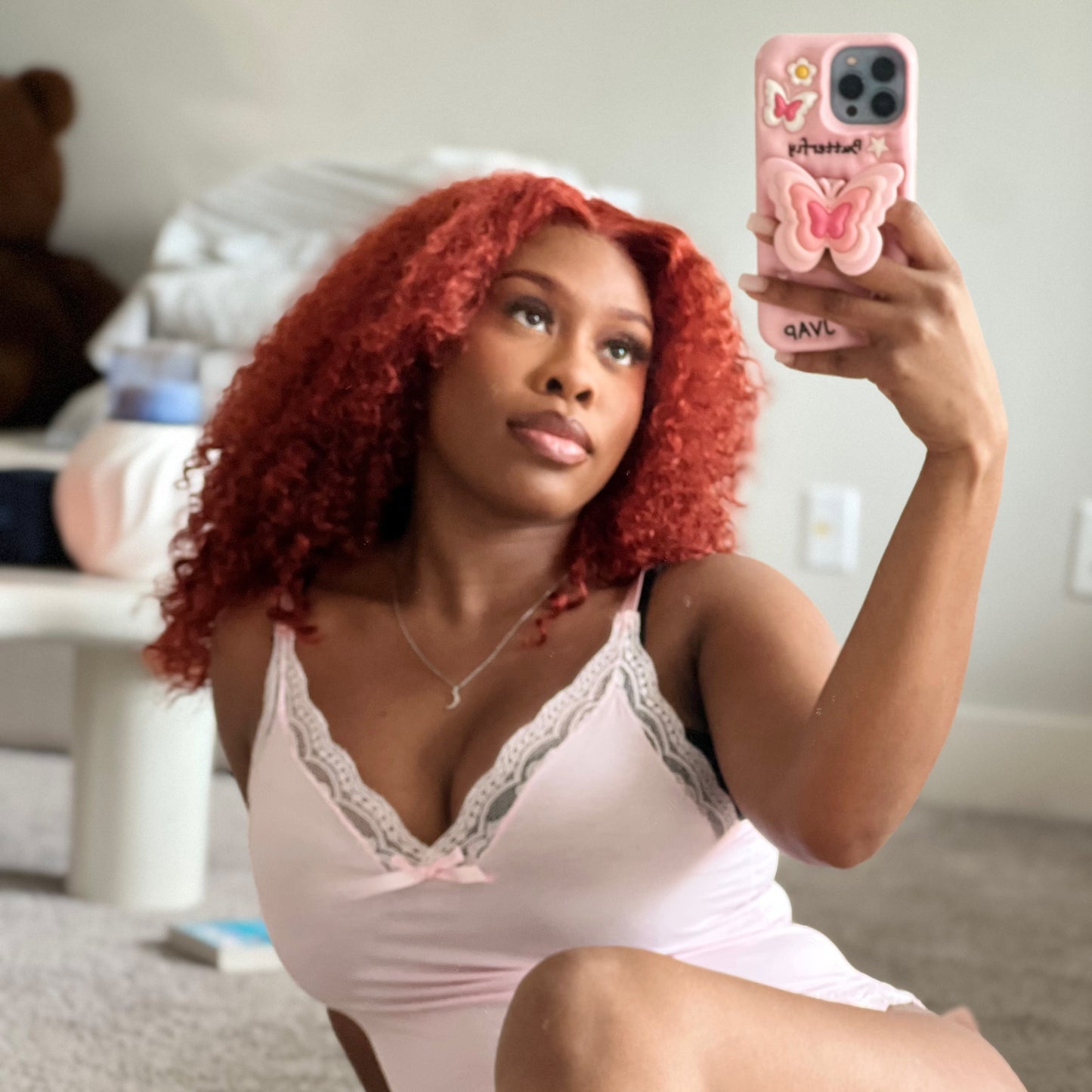 “Emoni” 13x4 transparent lace red ginger Deep curly