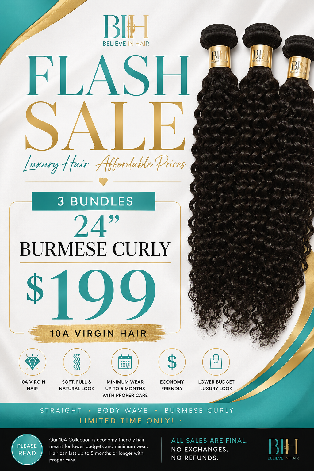 24in Burmese curly bundles (3pc)