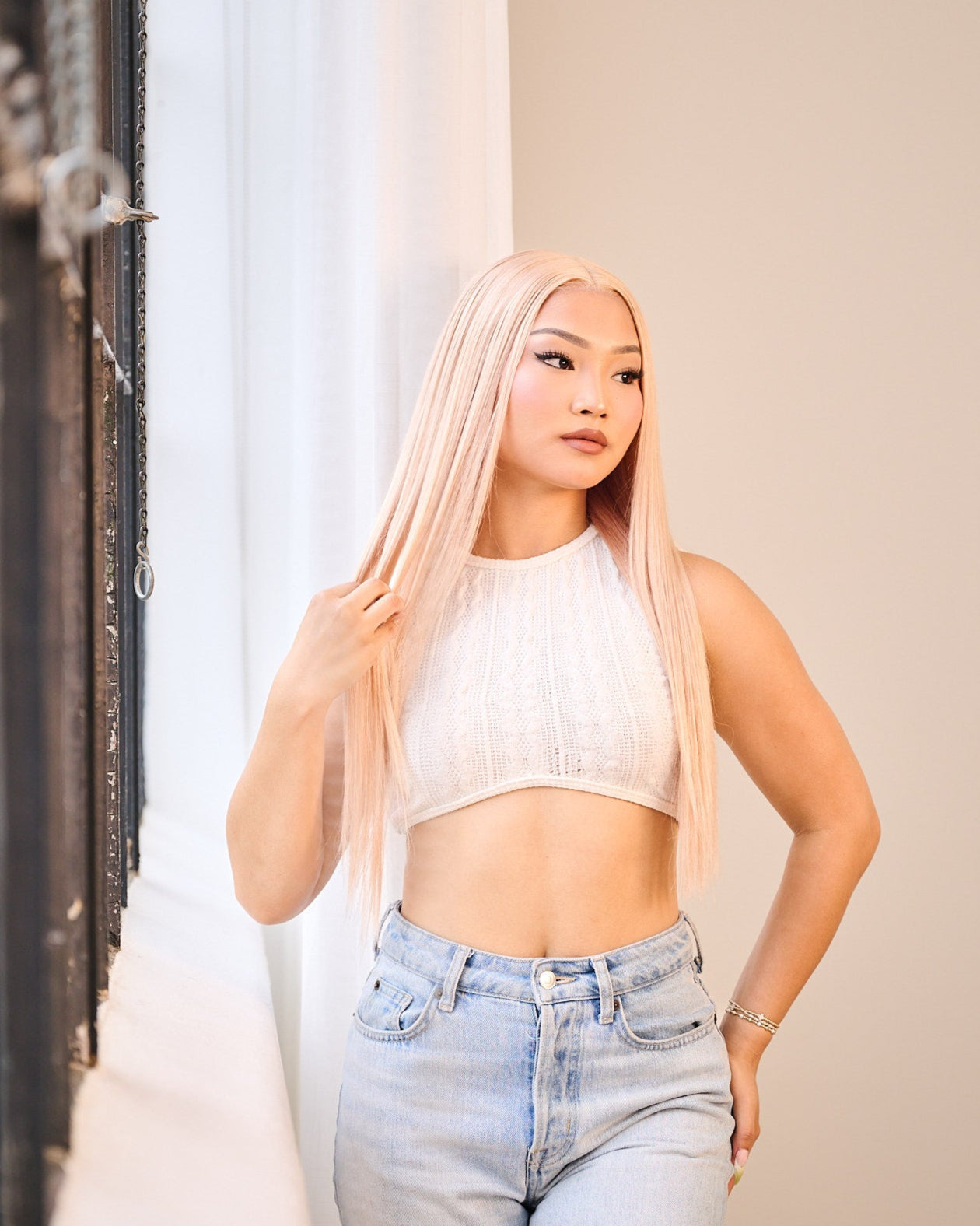 BELIEVE IN HAIR "KAT" STRAIGHT ASH BLONDE 100% HUMAN HAIR