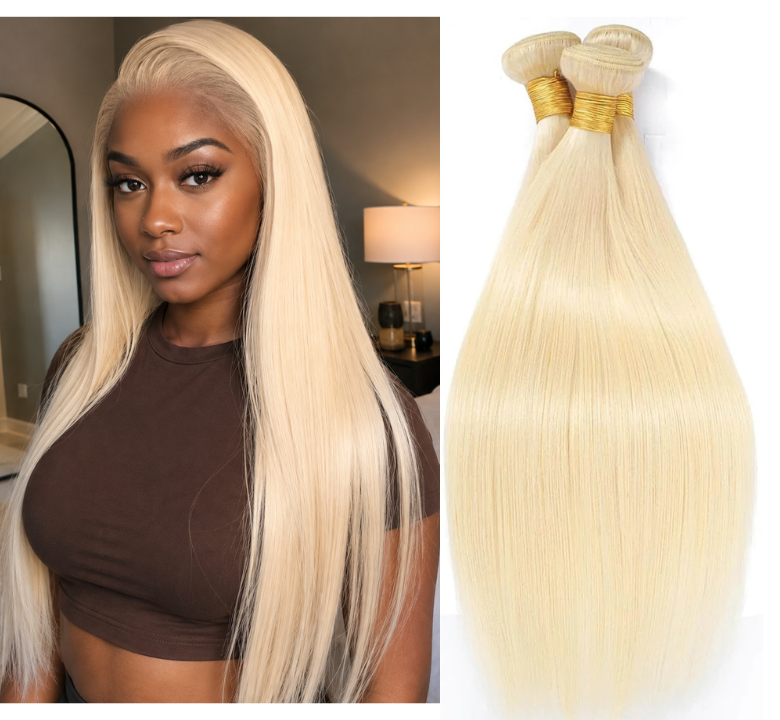 #613 Straight Blonde Remy Human Hair Bundles
