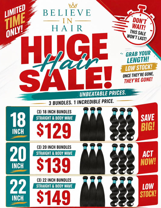 (3) Bundles 18in-22in STRAIGHT & BODYWAVE