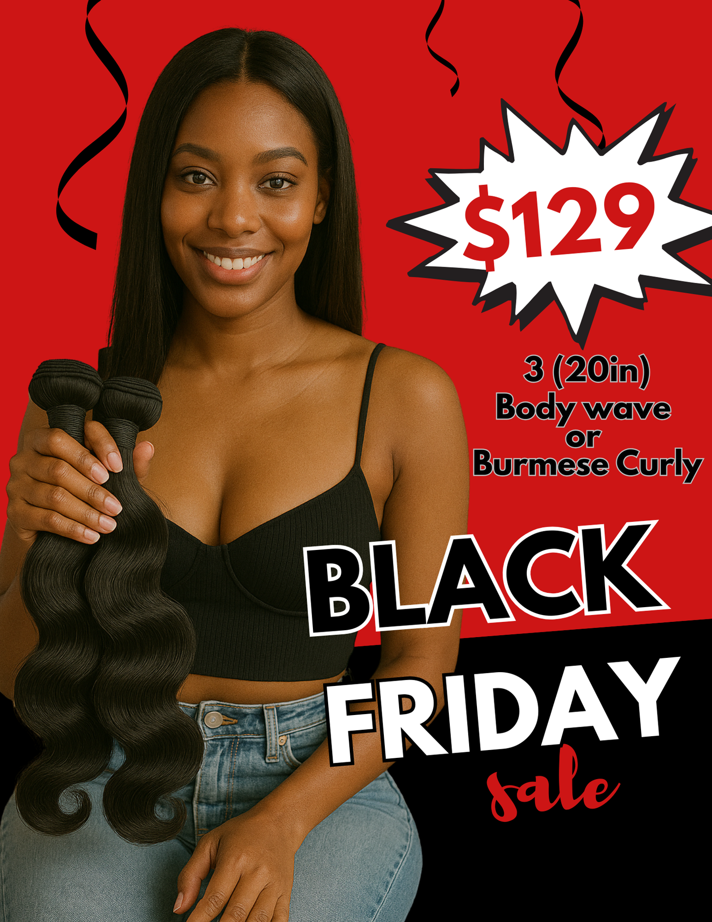 BLACK FRIDAY $129 (3) Bundles 20in (2)Textures